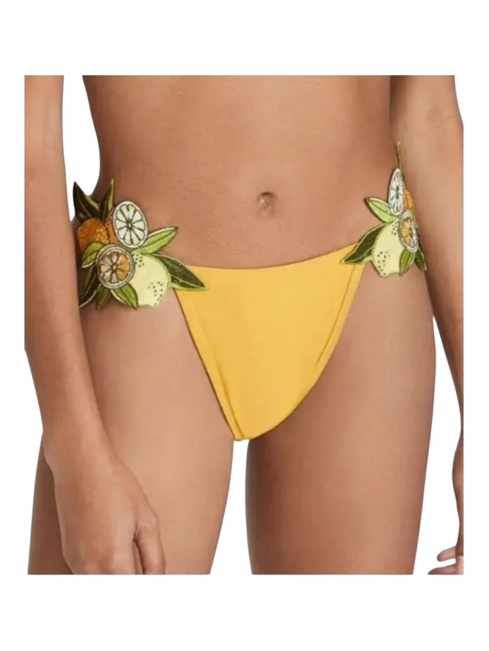 Andrea Iyamah Mona Embroidered Bikini
Bottom in Mustard NWT
